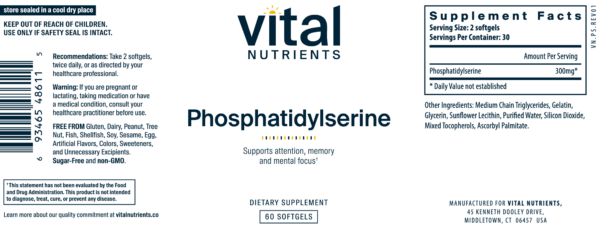 Phosphatidylserine bottle label